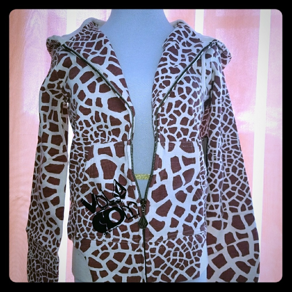 NWT - Volcom zip hoodie, Giraffe print
